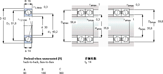 SKF7206 CD/P4A軸承圖紙
