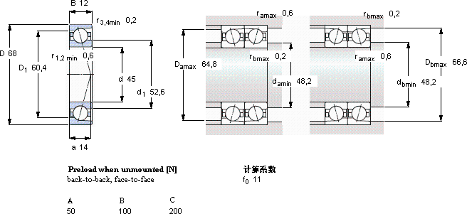 SKF71909 CD/P4A軸承圖紙
