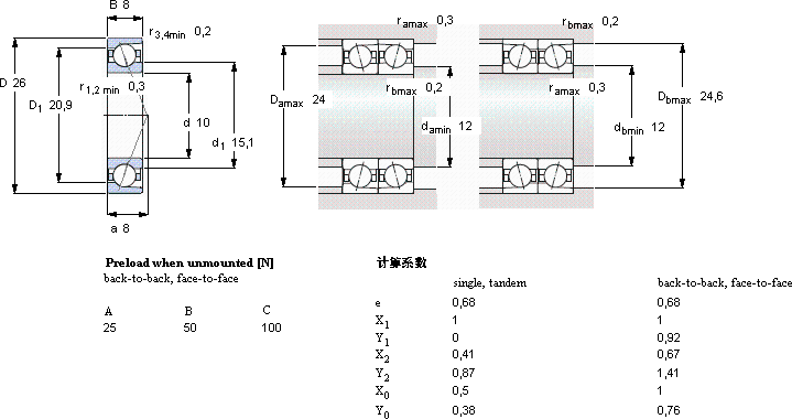 SKF7000 ACD/P4A軸承圖紙