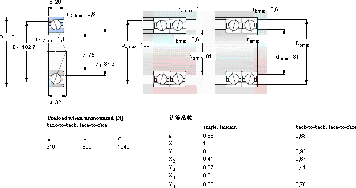 SKF7015 ACD/P4A軸承圖紙