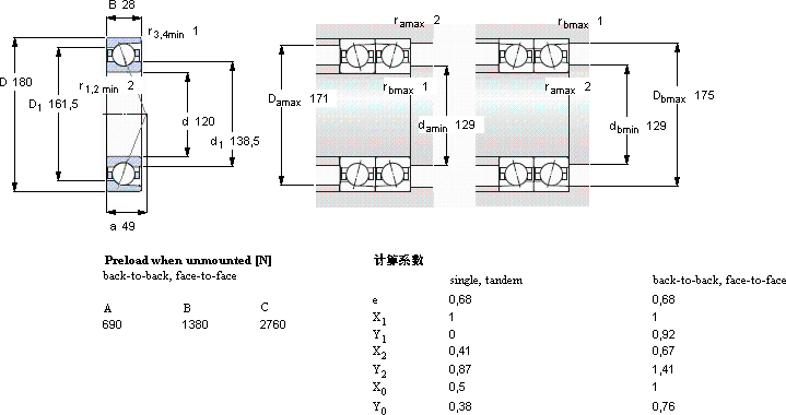 SKF7024 ACD/P4A軸承圖紙