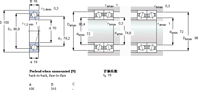 SKF71914 CE/P4A軸承圖紙