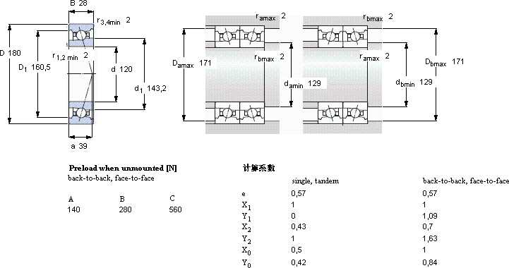 SKF7024 FB/P7軸承圖紙