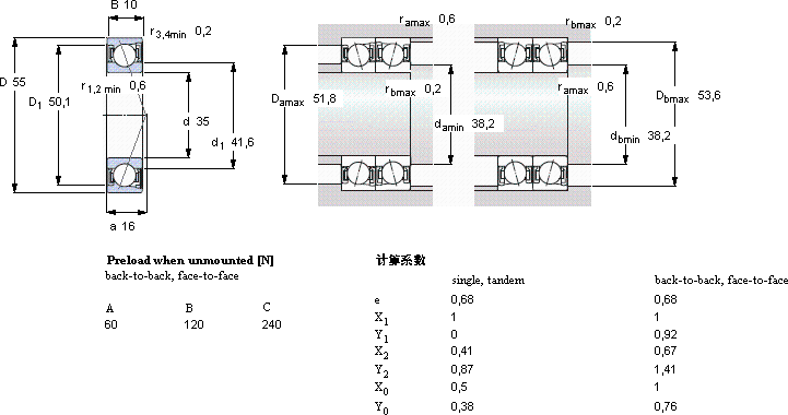 SKFS71907 ACD/P4A軸承圖紙