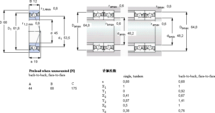 SKFS71909 DB/P7軸承圖紙