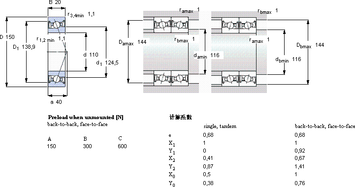 SKFS71922 DB/P7軸承圖紙