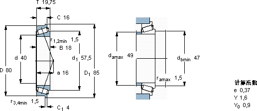 SKF30208 RJ2/Q軸承圖紙