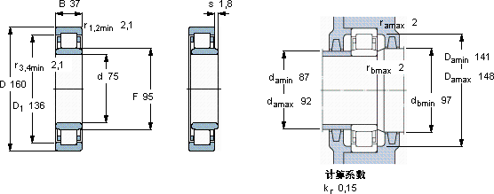 SKFNU 315 ECP/VL0241軸承圖紙