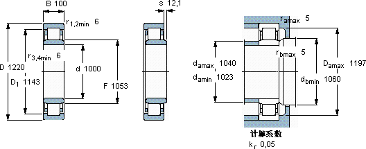 SKFNU 18/1000 MA/HB1軸承圖紙