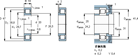 SKFNJ 2204 ECP軸承圖紙