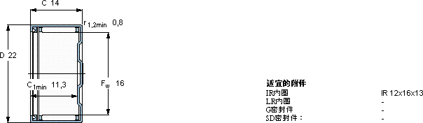 SKFBK 1614 RS軸承圖紙