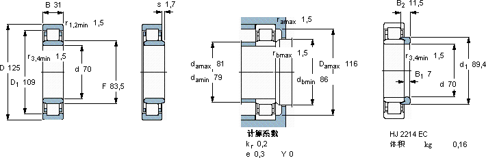 SKFNU 2214 ECJ *軸承圖紙