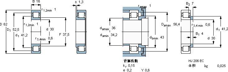 SKFNJ 206 ECP *軸承圖紙