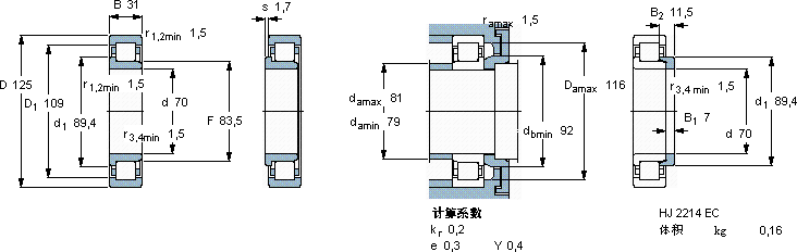 SKFNJ 2214 ECML *軸承圖紙
