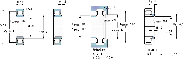 SKFNU 205 ECP軸承圖紙