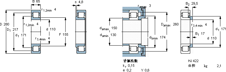 SKFNJ 422 M軸承圖紙