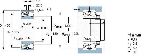 SKF230/1000 CAF/W33軸承圖紙