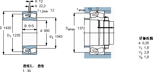 SKF241/900 ECAK30F/W33軸承圖紙