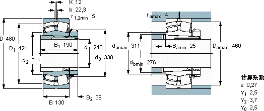 SKF22252 CCK/W33 + OH 3152 H *軸承圖紙