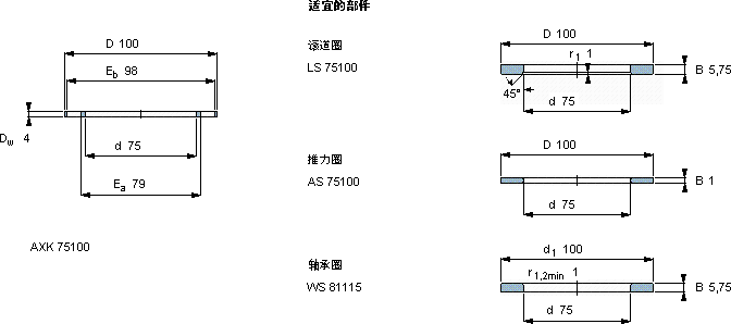 SKFAXK 75100軸承圖紙