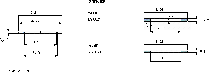 SKFAXK 0821 TN軸承圖紙