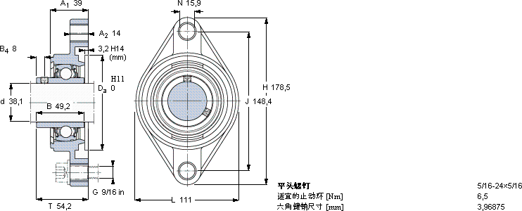 SKFFYTM 1.1/2 TF/AH軸承圖紙