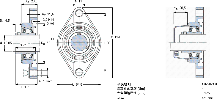SKFFYTL 3/4 THR軸承圖紙
