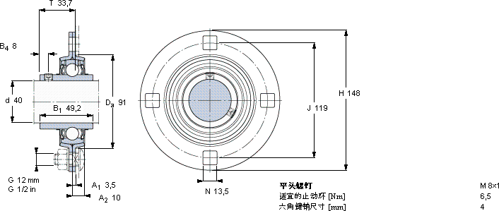 SKFPF 40 TF軸承圖紙