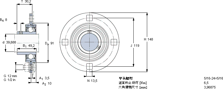 SKFPFT 1.9/16 TF軸承圖紙