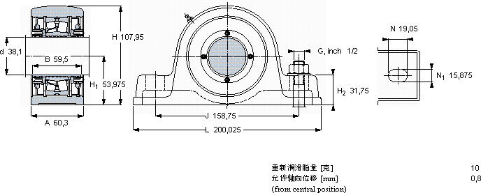 SKFSYE 1.1/2 N軸承圖紙