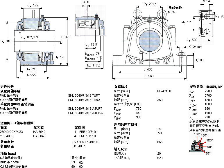 SKFSNL 3040/7.3/16 TURT軸承圖紙