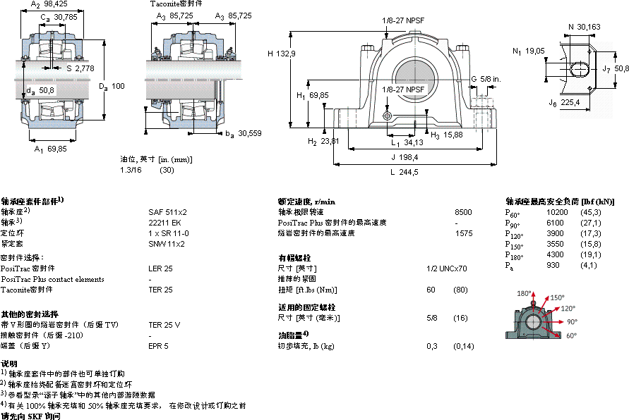 SKFSAF 22511x2軸承圖紙