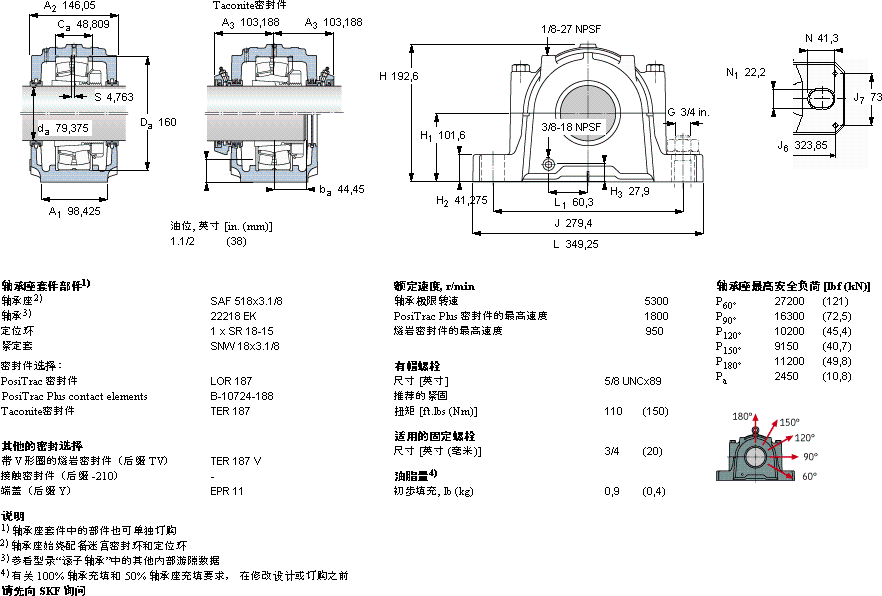 SKFSAF 22518x3.1/8軸承圖紙