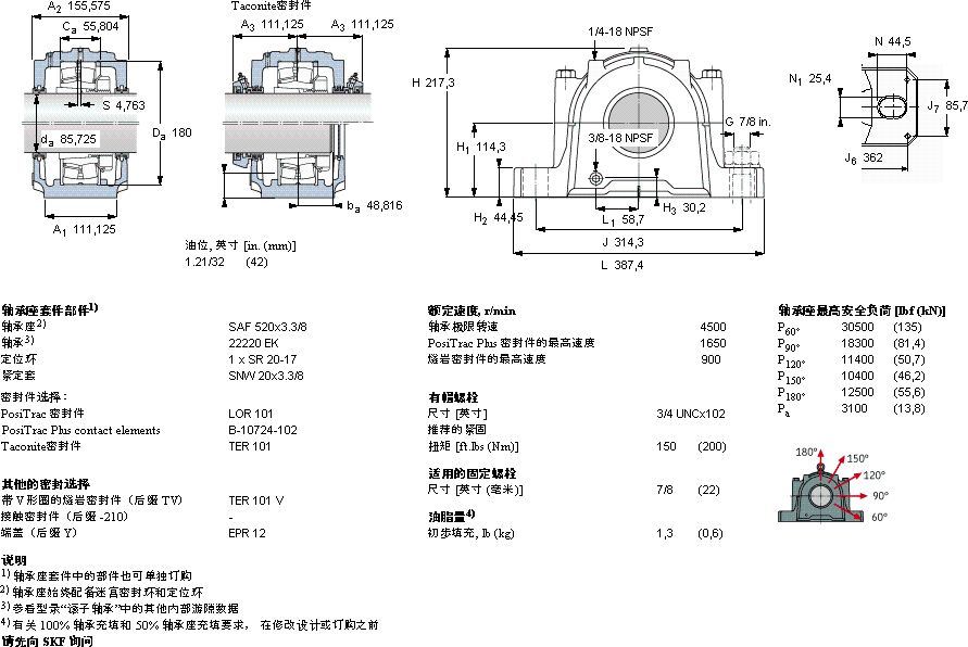 SKFSAF 22520x3.3/8軸承圖紙