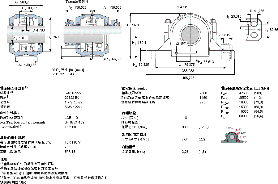 SKFSAF 22622x4軸承圖紙