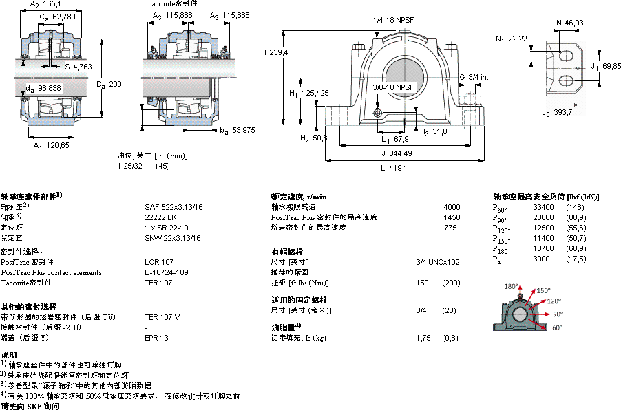 SKFSAF 22522x3.13/16軸承圖紙