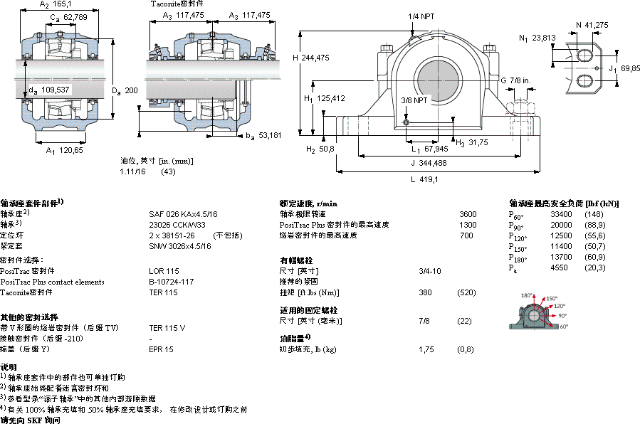 SKFSAF 23026 KAx4.5/16軸承圖紙