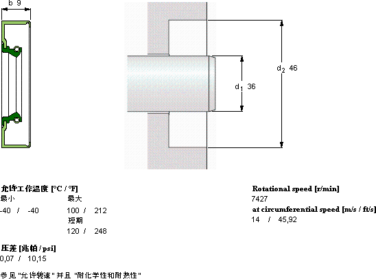 SKFCR 36X46X9 CRS1 R軸承圖紙