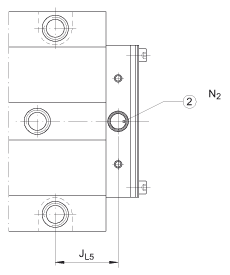 INA夾緊單元 RUKS45-D-A-H-SO, 直線循環(huán)滾柱軸承及導(dǎo)軌組件，油聯(lián)結(jié)器在上面
