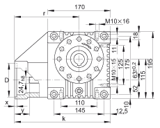 INA齒輪箱 GEtr-63-SCHN-130/165-PF-i, 帶導向鍵連接的驅動軸，中心距離 a0 = 63 mm