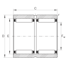 INA滾針軸承 RNAO20X28X26-ZW-ASR1, 無擋邊，雙列