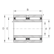 INA滾針軸承 NAO25X42X32-ZW-ASR1, 無(wú)擋邊，雙列