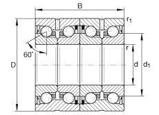 INA推力角接觸球軸承 ZKLN1747-2RS-2AP, 配對，雙向，兩側唇密封