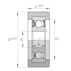 INA滾輪 KLRZ12X41X16-2RSR, 帶塑料箍，兩側密封