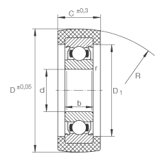 INA滾輪 KLRU08X28X11-2Z, 帶塑料箍，兩側密封