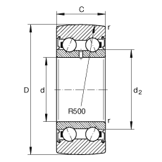 INA滾輪 LR50/6-2RSR, 雙向，兩側密封