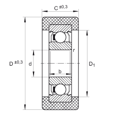 INA滾輪 KLRZ10X30X10-2Z, 帶塑料箍，兩側(cè)密封