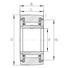 INA支撐型滾輪 NAtr12-PP, 軸向引導，兩側用推力滑動墊圈