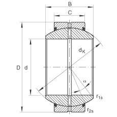 INA關(guān)節(jié)軸承 GE120-FO-2RS, 根據(jù) DIN ISO 12 240-1 標(biāo)準(zhǔn), 需維護(hù)，兩側(cè)唇密封