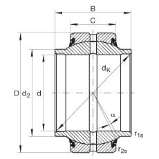 INA關節軸承 GE35-HO-2RS, 根據 DIN ISO 12 240-1 標準, 需維護，兩側唇密封